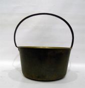 Heavy brass jam pan with iron hoop handle