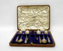 Set of six silver coffee spoons with bright cut en