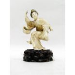 Japanese carved ivory figure of Geisha dancing, on