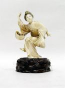 Japanese carved ivory figure of Geisha dancing, on