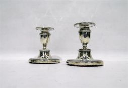 Pair of George V silver dwarf table candlesticks,