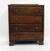 Mid 20th century oak four drawer chest with metal