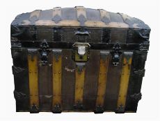 19th century leather and metal dome topped trunk,