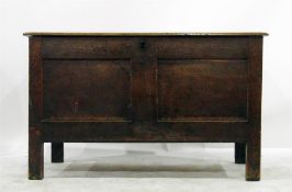 18th century oak two-panelled coffer, the interior