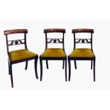 Set of three Victorian mahogany bar back chairs wi