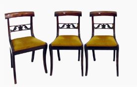 Set of three Victorian mahogany bar back chairs wi