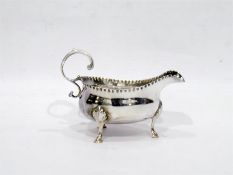 Georgian silver sauce boat with scroll handle, pin