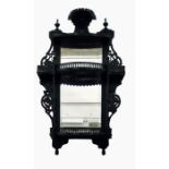 Late Victorian ebonised wall display shelves with