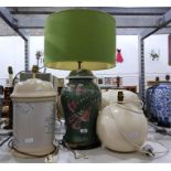 Three various table lamps, one with shade (3)