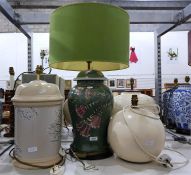 Three various table lamps, one with shade (3)