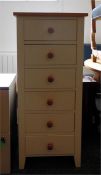 Modern white painted chest of six drawers, with pl