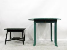 Blue Lloyd Loom circular conservatory table, 100cm