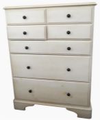 Modern white painted chest of four short and three