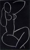 Modern print  White figurative nude on a black gro