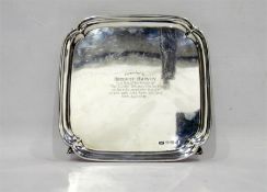 1940's silver square-shaped salver 'Presented to H