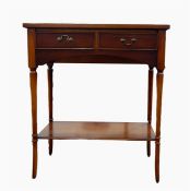 Reproduction mahogany side table fitted two drawer