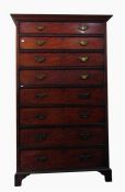 Tallboy chest of eight drawers, each with shaped b