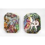 Pair of Capodimonte relief moulded plaques of octa