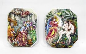 Pair of Capodimonte relief moulded plaques of octa