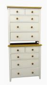 Pair of cream painted and beech topped chests of t