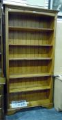 Modern pine six-tier open bookcase, 97cm wide