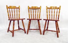 Set of four pine turned spindle back solid seat ki