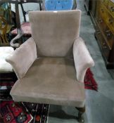 Upholstered easy chair on cabriole supports