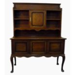 Early 20th century oak dresser, the superstructure