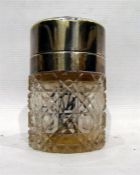 Silver, enamel and cut glass scent bottle, cylindr