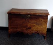 18th century elm plank coffer with shaped apron an