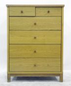 Modern beech chest of two short and four long draw