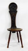 Early 20th century carved spinning chair, the seat