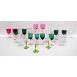 Quantity of glassware including cranberry and gree