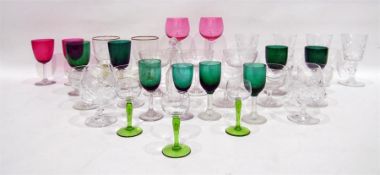 Quantity of glassware including cranberry and gree