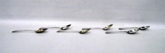 Set of six Old English feather-edged silver desser