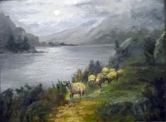 E Butt(?)  Pair of oils on board  Highland scene o