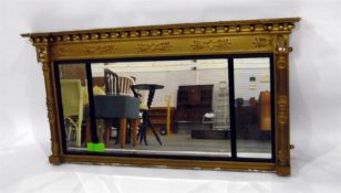 Regency style gilt wood framed overmantel mirror w