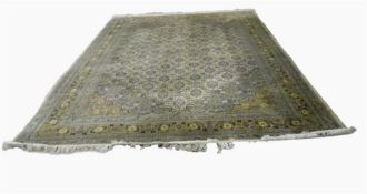 Persian wool rug, cream ground with blue and orang