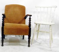 Button upholstered easy chair, an oak framed open