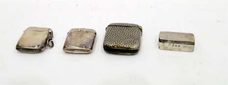 Three silver vesta cases, various and a small rect