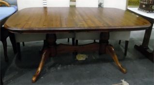Extending pine twin-pedestal dining table, 172cm x