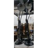 Four black anglepoise lamps (4)