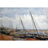 Unattributed Watercolour drawing Fishing boats lin