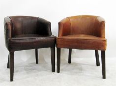 Two soft leather upholstered tub chairs (2)