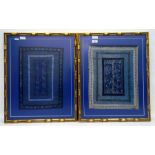Pair of Chinese embroidered panels, framed in faux