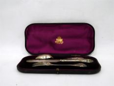 Victorian silver knife, fork and spoon presentatio