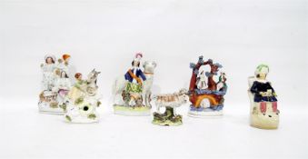 Quantity of 19th century Staffordshire pottery fla