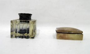 Victorian silver-topped glass inkwell with engrave