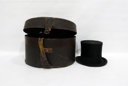 Silk top hat in hat box, not fitted