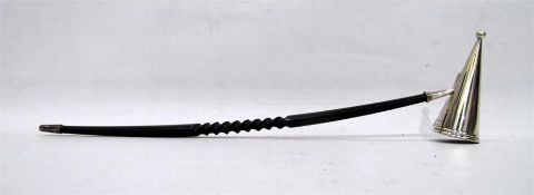 Silver candle snuffer with turned spiral horn hand